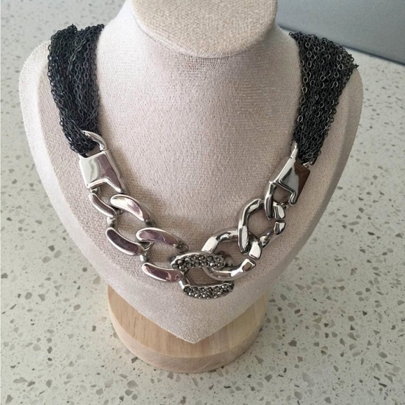 Express Jewelry - Express Chunky Silver and Black Chain Necklace